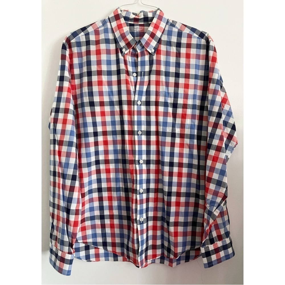 J. Crew • Men's Red and Blue Plaid Shirt Light Weight